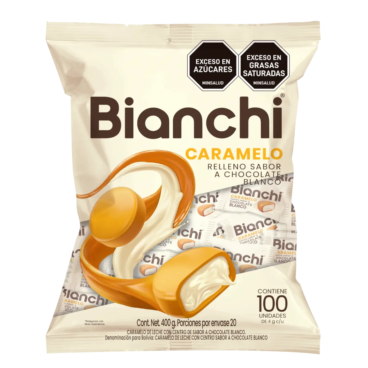 Bianchi Caramelo Sabor Chocolate Blanco X 100