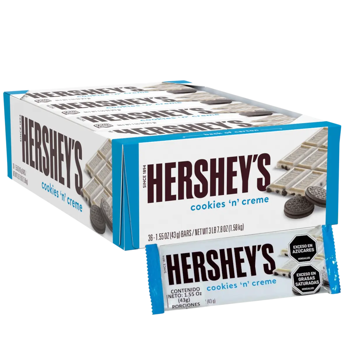 Chocolatina Hersheys Cookies Creme X 36