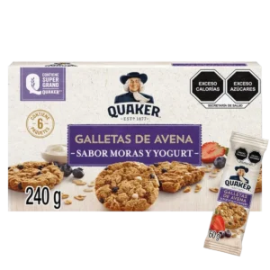 Quaker X 6 Galletas De Avena Sabor Moras Y Yogurt